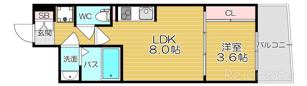 セレニテ北久宝寺(1DK/8階)の間取り写真
