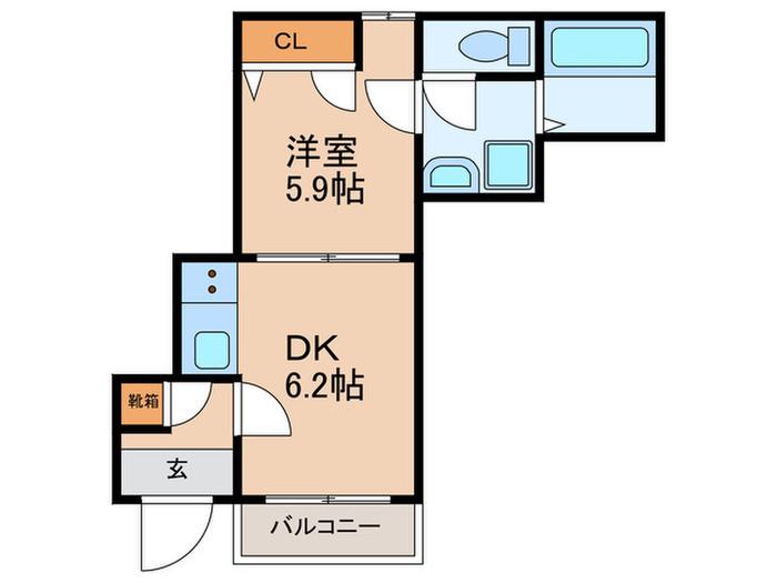 エルミタージュ上板橋(1DK/1階)の間取り写真