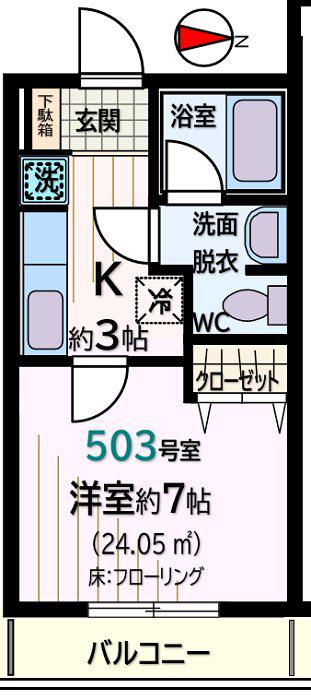 メゾン武蔵浦和(1K/5階)の間取り写真
