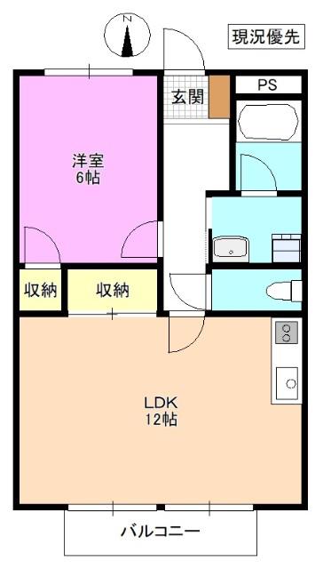 SURPLUS TWO塩原A(1LDK/1階)の間取り写真