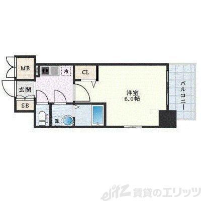 エスリード大阪ザ・ルクス(1K/11階)の間取り写真
