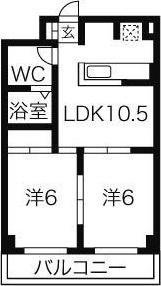 HIビル(2LDK/7階)の間取り写真