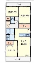 スプランドゥール富浜(3LDK/2階)の間取り写真