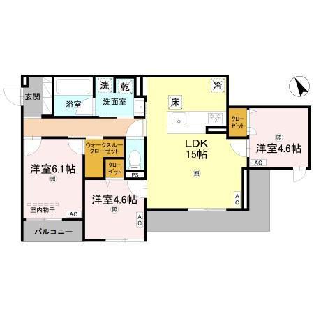 RISING HILLS II(3LDK/1階)の間取り写真