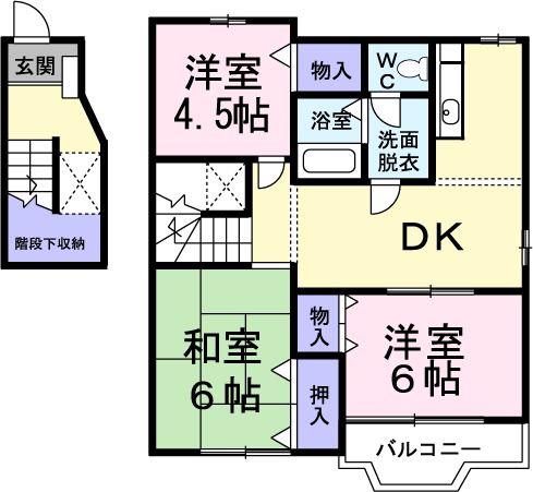 メゾンリヴェールII(3LDK/2階)の間取り写真