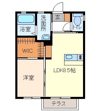 ブライトスクウェアーN棟(1LDK/1階)の間取り写真