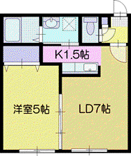 クリスタルN9(1LDK/1階)の間取り写真
