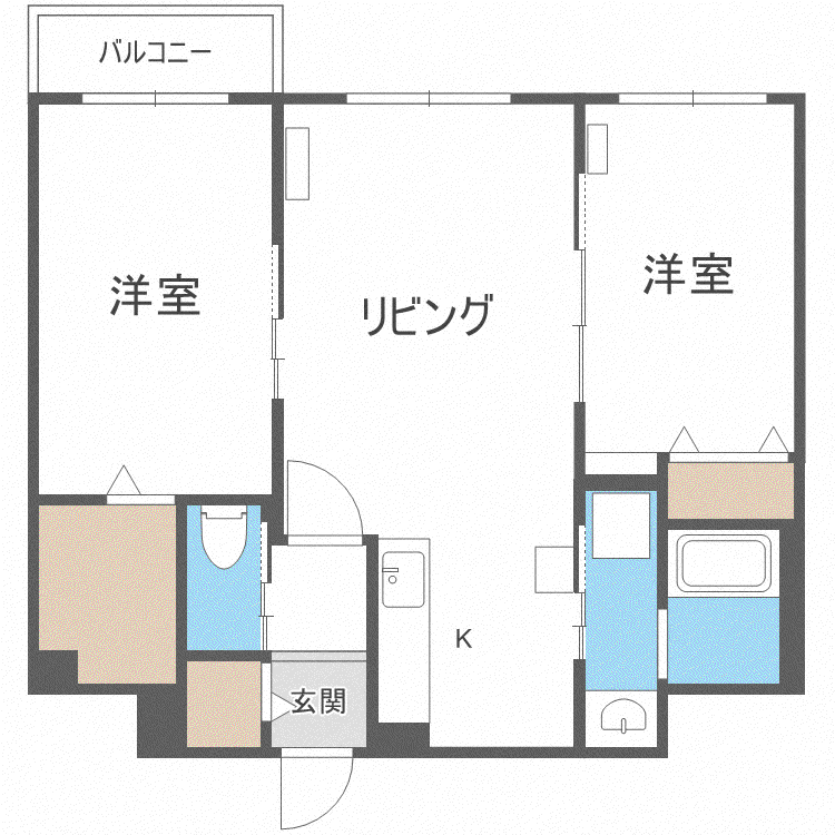 グランメール美園1条(2LDK/4階)の間取り写真