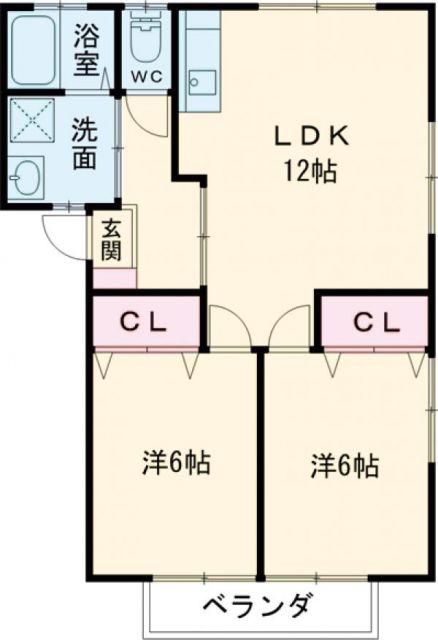 ラ・メゾン花高(2LDK/1階)の間取り写真