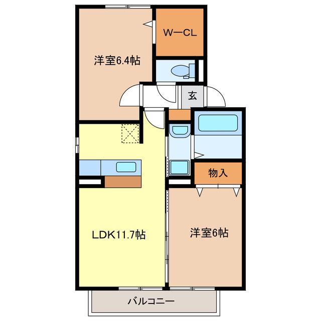 グレイス アベニュー 上浜町(2LDK/2階)の間取り写真