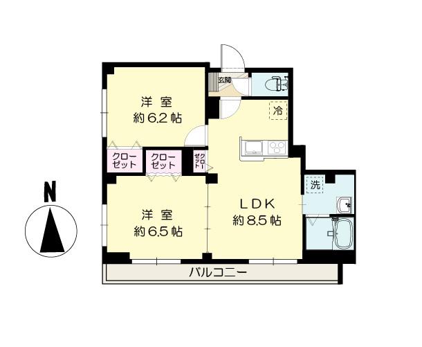 PANA VIEUNO II(2LDK/1階)の間取り写真