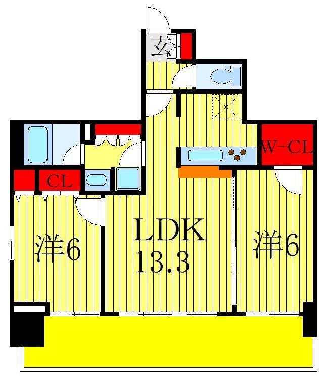 ラグゼナ流山おおたかの森(2LDK/5階)の間取り写真
