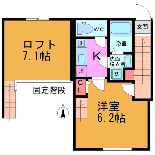 ベリエ西綾瀬(1K/2階)の間取り写真