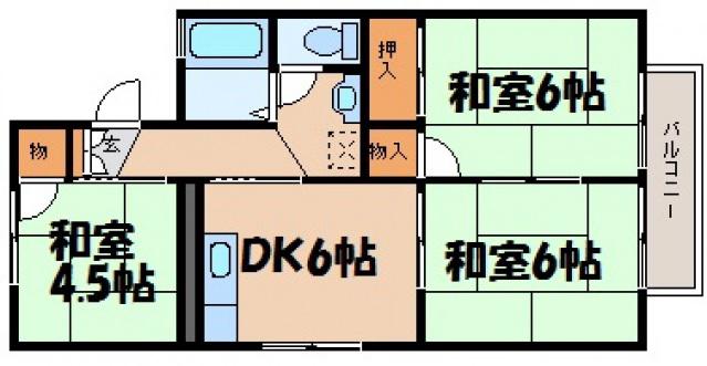 セジュール熊野 B棟(3DK/2階)の間取り写真