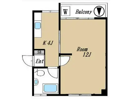 マンションアイ第3(1K/3階)の間取り写真