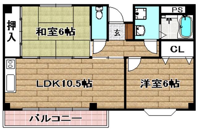 コンフォートI(2LDK/2階)の間取り写真