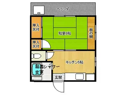 ジュネス清水(1DK/2階)の間取り写真