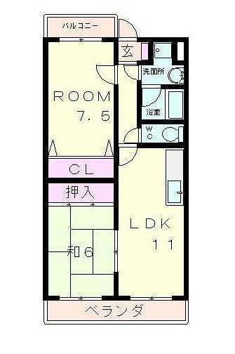 エスペラント(2LDK/1階)の間取り写真