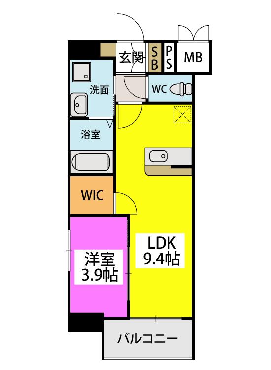 ウィングス熊手(1LDK/7階)の間取り写真