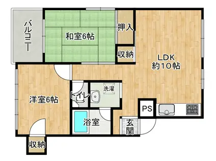 ハイコーポ利余 B棟(2LDK/2階)の間取り写真