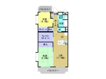 サンライズK(2SLDK/1階)の間取り写真