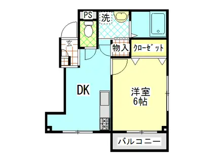 セントラルハイツ(1DK/4階)の間取り写真