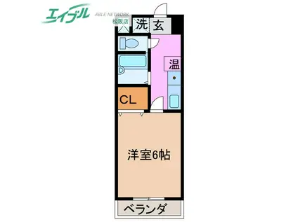 パルテンザ松阪Ⅱ(1K/3階)の間取り写真