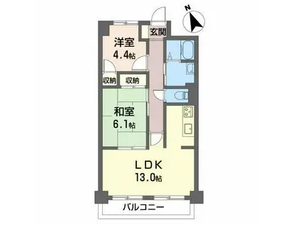アーバンコア南浜田(2LDK/2階)の間取り写真