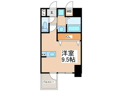 タウンブルグ新町(ワンルーム/6階)の間取り写真