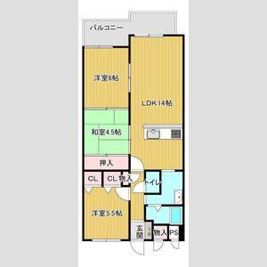 日光ハイツ香里第5(3LDK/10階)の間取り写真