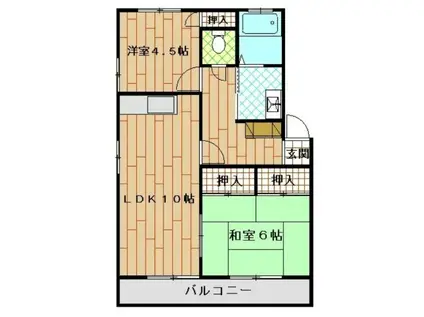 エクセルメゾンA棟(2LDK/1階)の間取り写真