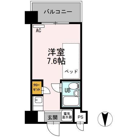 ベルハウス(ワンルーム/4階)の間取り写真