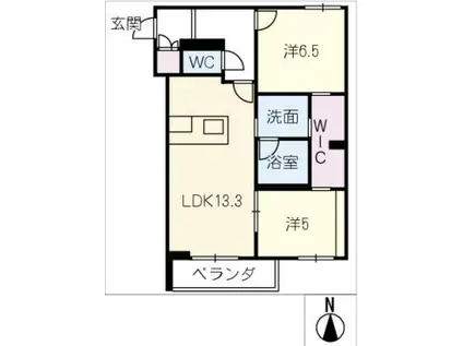 シャーメゾンリアンII(2LDK/3階)の間取り写真