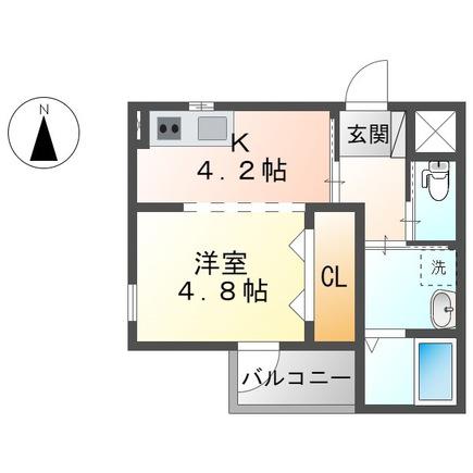 GLYCINE COURT 長束(1K/1階)の間取り写真