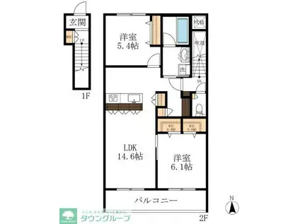 ル シェル クレール(2LDK/2階)の間取り写真