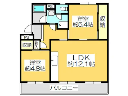ヴィラナリー屋島 7号棟(2LDK/5階)の間取り写真
