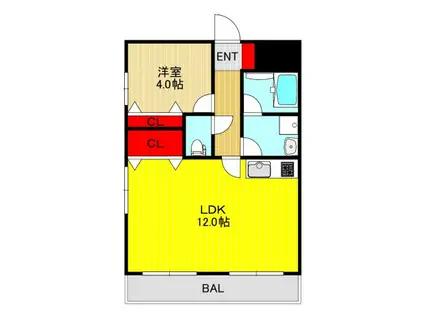 サニースカイ(1LDK/6階)の間取り写真