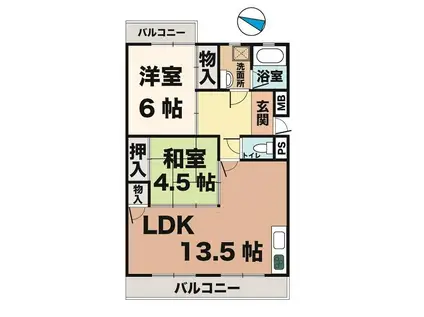 大沢マンション(2LDK/4階)の間取り写真