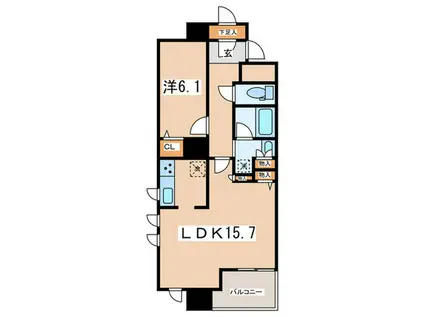 メトロタワー山下町(1LDK/10階)の間取り写真