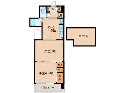 クレスト連坊(2DK/7階)の間取り写真