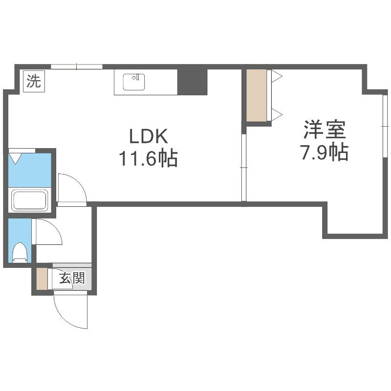 8・4サウンドビル(1LDK/3階)の間取り写真