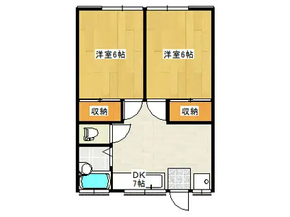 ついてるハイツC(2DK/1階)の間取り写真