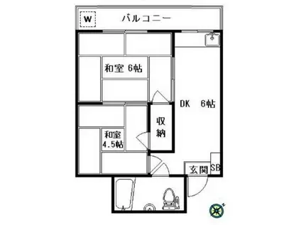 ヴィラセレーナ中野(2DK/6階)の間取り写真