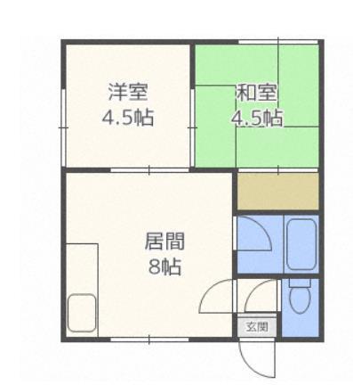 飛鳥マンション(2LDK/1階)の間取り写真