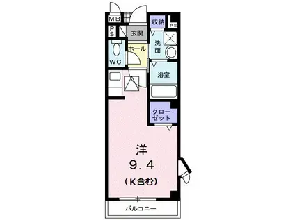 アルカディア(ワンルーム/1階)の間取り写真