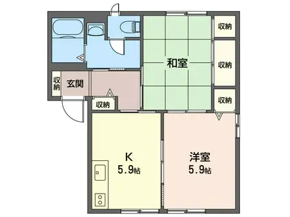 ファミール2(2K/1階)の間取り写真