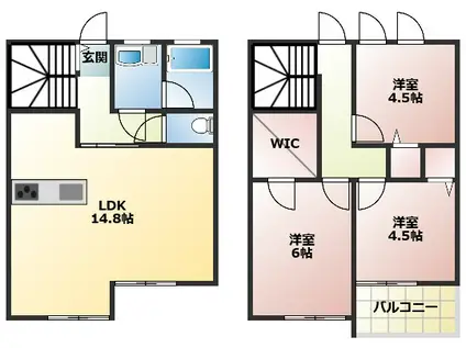 PRESTIGE KOMAKI B棟(3LDK/1階)の間取り写真