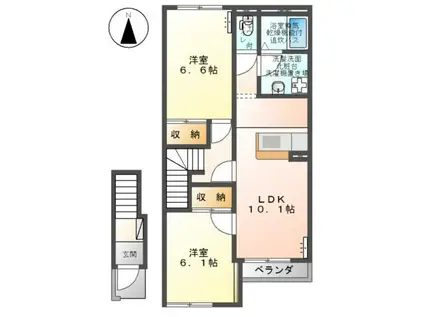 パルフェドルミナスII(2LDK/2階)の間取り写真