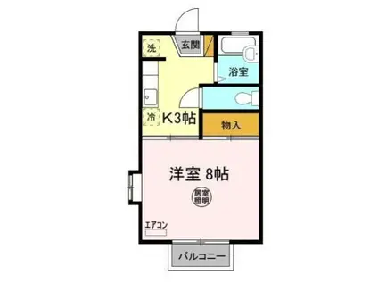 ライトハウスII(1K/2階)の間取り写真