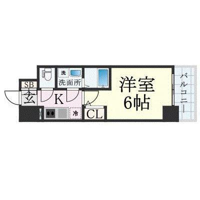 エスリード弁天町桜通レジデンス(1K/9階)の間取り写真